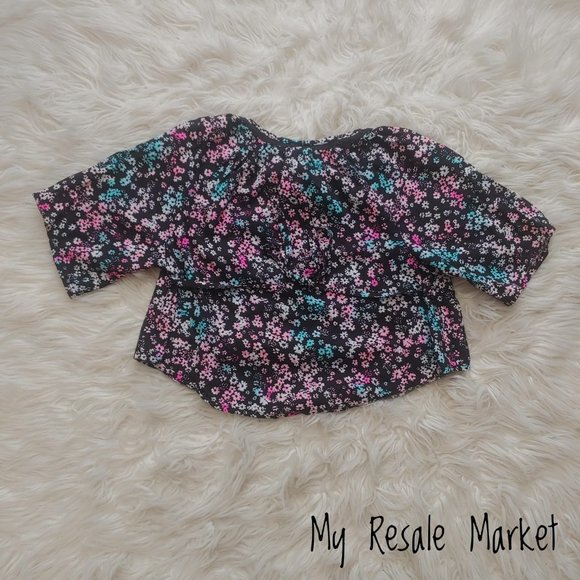 Girl's Floral Blouse Crop Top - Picture 5 of 6